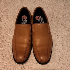 Tan/Brown Men's Or Boys Dress Shoes. Never Worn. Size 7 1/2 Classic Fit With Memory Foam. Brown Synthetic Plain Toe Dress Shoes, Brown Synthetic Slip-on Dress Shoes, Mens Slip On Loafers, Skechers Slip On, Black Skechers, Shoes Skechers, Skechers Relaxed Fit, Mens Skechers, Driving Loafers