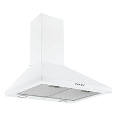 a white stove hood with two lights on it