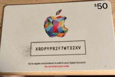 an apple gift card with the price $ 50