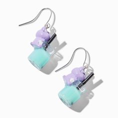 Claire's Purple Hamster Teal Boba Tea Drop Earrings Boba Tea Cup, Saving Account, Tea Drops, Disney Princess Fan Art, Preppy Shoes, Fashionable Jewelry, Boba Tea, Earrings Studs, Art Drawings For Kids