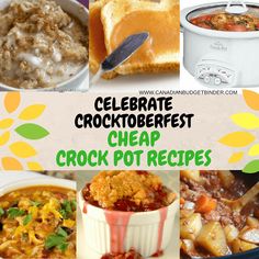 a collage of crock pot recipes with the words celebrate crocktoberfest