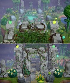 two different views of the same area in animal crossing