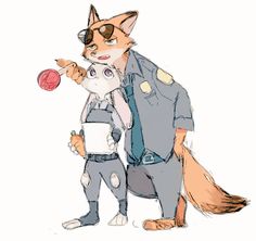 a drawing of a police officer holding a cat