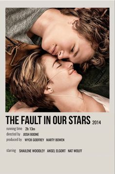 the fault in our stars movie poster with two people kissing each other and a dog laying next to them