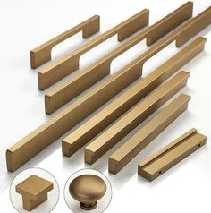 several different types of wooden handles and pulls