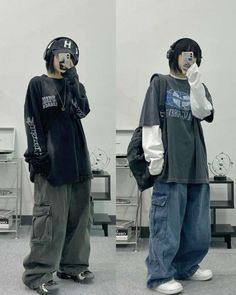 Layering Outfits Masc, Y2k Outfits Gender Neutral, Streetwear Fashion Masc, Asthetic Cloths Idea Men, Oversized Masc Outfit, Oversized Clothes Drawing, Alt Baggy Outfits, Transmasc Outfits Winter, Grunge Oversized Outfits