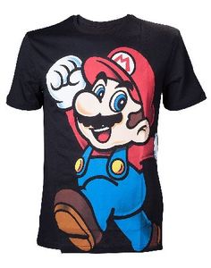 a black t shirt with an image of mario