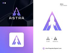 the logo for astra is designed in purple and blue tones, with an image of a