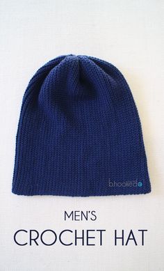 men's crochet hat pattern with the text, men's crochet hat