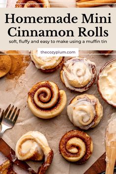 homemade mini cinnamon rolls with frosting on top