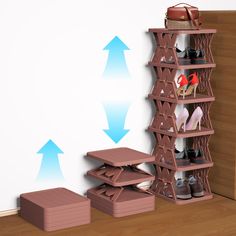 an image of a shoe rack with shoes on it