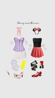 an assortment of disney and minnie mouse costumes