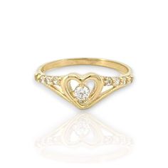 Heart CZ Ring - 10K Yellow Goldld   * Metal : Real 10K Yellow Gold (Properly Stamped, 10K) * Condition : Brand New * Finish : Polished * Average Weight : 2 grams * Face Dimensions : 6.5mm Height by 10mm width    All of our items are brand new and are shipped with a gift box. Should you have questions please feel free to contact us our team is more than happy to provide assistance. Gold Heart-shaped Diamond Ring With Center Stone, Gold Heart Ring With Center Stone In Cubic Zirconia, Gold Heart Ring With Center Stone For Anniversary, Gold Heart Ring With Center Stone For Promise, Gold Heart Promise Ring With Center Stone, Gold Heart Ring With Center Stone In 14k Gold, Gold Heart-shaped Birthstone Ring With Center Stone, Face Dimensions, Average Weight