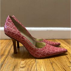 Pink Croc Heels Never Worn. Croc Heels, Shoes Spring, Crocodile Leather, Spring Shoes, Dark Pink, Shoes Women Heels, Shoes Heels, High Heels, Size 10