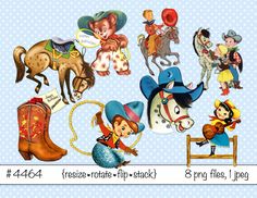 a group of children's cowboy themed items