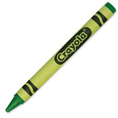 a green crayon pen with black writing on it