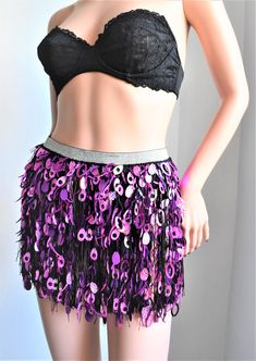 Purple Sequin Fringed Skirt Mix Sequin Festival Skirt | Etsy Sequin Bottoms For Festival And Party Season, Pink Rave Bottoms For Party, Pink Rave Party Bottoms, Bohemian Party Bottoms With Fringe, Party Season Sequin Bottoms, Bohemian Fringe Bottoms For Party, Purple Sequined Party Skirt, Rave Style Mini Skirt For Party, Fitted Purple Sequin Skirt