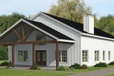 this is an artist's rendering of a modern farmhouse