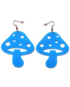 Mushroom Earrings | Vibrant Colors for Raves & Music Festivals Comfortable Earrings, Arm Wear, Festival Shoes, Mushroom Earrings, Bucket Hat Women, Festival Gear, Mushroom Design, Mini Hands, Acrylic Charms