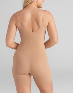 Targeted X compression sculpts your midsection, power mesh smooths your thighs, and smoothing fabric eliminates back bulge. An open bust lets you pair this bodysuit with your favorite bra. Honeylove, Open-Bust Mid-Thigh Bodysuit for Women in Toffee, Size: Small Low Back Stretch Shapewear With Moderate Coverage, Compression Bodysuit With Built-in Bra, High-cut Leg Second-skin Shapewear, Second-skin High-cut Leg Shapewear, Workout Shaping Shapewear With Lined Body, Shaping Shapewear With Lined Body For Workout, Workout Shapewear With Lined Body, Compression Bodysuit With Smoothing Elastane, Compression Smoothing Bodysuit In Elastane