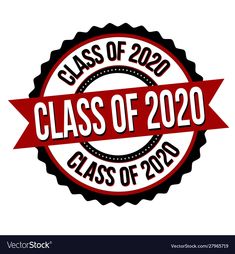 class of 2020 seal with red ribbon on white background