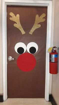 a door decorated to look like a reindeer