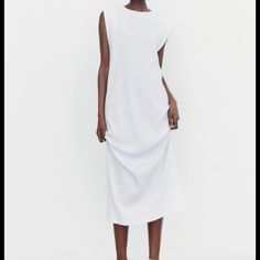 White Zara Ribbed Midi Dress. Size Small. Never Worn. Spring White Stretch Maxi Dress, Spring Stretch White Maxi Dress, White Stretch Maxi Dress For Spring, White Stretch Midi Dress For Daywear, White Stretch Dresses For Daywear, Sleeveless White Midi Dress By Zara, White Stretch Midi Length Dress, Zara White Casual Sleeveless Dress, White Zara Maxi Dress For Daywear