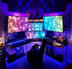 The lights brighten up my video game room immediately ! Colors are vibrant and a variety of colors to choose from. Looks Cool ! Ultimate Gaming Setup, Games Room Inspiration, Studera Motivation, Gaming Desk Setup, Best Gaming Setup, Pc Gaming Setup, Gamer Room Decor