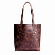 Lava*Large | Dual shoulder strap tote bag with an exterior pocket Personalized Leather Handbag, Portland Leather Goods, Purse Organizer, Leather Tote Purse, Canvas Purse, Purse Organization, Mens Leather Bag, Leather Bag Women, Accessory Pouch