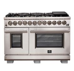 Forno 48 Capriasca Dual Fuel Range with 240v Electric Oven - 8 Burners, Griddle, and 160,000 BTUs (FFSGS6187-48) Ranges Forno Refrigerator Wall, Microwave Drawer, Luxury Appliances, Outdoor Appliances, Steel Tub, Dual Fuel Ranges, Mount Hood, Iron Grate, Wall Mount Range Hood