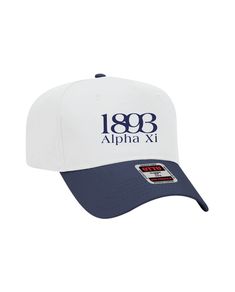 a white and blue baseball cap with the words 1989 on it, in front of a white background