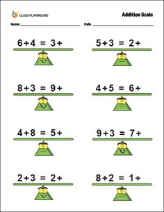 the addition scale worksheet for students to learn how to use numbers and place them in