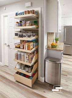 Slide-out shelves in cabinets Soffett Ideas, Peninsula Kitchen, Open Pantry, Pantry Remodel, Kitchen Pantry Design, Base Model, Pantry Design, Kitchen Redo, Kitchen Reno