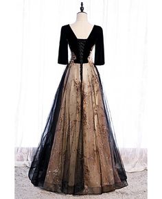 Buy black tulle vneck evening formal dress with bling sequins sleeves at affordable price online. Free shipping and pro custom service since 2009. Black V-neck Evening Dress With Sequins, Black Sequined V-neck Evening Dress, Black V-neck Holiday Evening Dress, Elegant Tulle Evening Dress For Holidays, Christmas Formal Dress, Christmas Formal, Formal Christmas Dress, Black And White Christmas, Sequin Sleeve