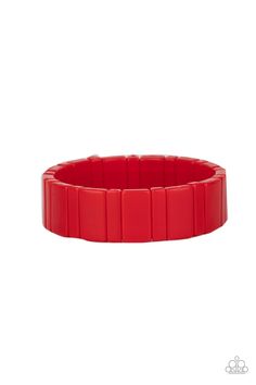 Painted in a fiery red finish, a mismatched collection of acrylic rectangular frames are threaded along stretchy bands around the wrist for a flamboyant pop of color. Sold as one individual bracelet. Fashion Paparazzi, Haute Fashion, Feeling Pretty, Sparkly Jewelry, Red Bracelets, Black Bracelets, Fiery Red, Paparazzi Accessories, Stretchy Bracelets