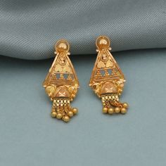 20K Yellow Gold Earrings , Indian Traditional Earring Handmade Jewelry K3216 Gold Earrings Designs Modern Simple, Classic 22k Gold Earrings, Classic 22k Gold Earrings For Formal Occasions, Classic 22k Gold Hallmarked Earrings, Classic Hallmarked 22k Gold Earrings, 22k Gold Earrings For Formal Wear, 22k Gold Fine Jewelry Earrings For Formal Occasions, 22k Gold Earrings For Formal Occasions, Elegant Latkans Earrings For Formal Occasions