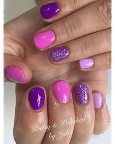 Pink And Purple Nails, Purple And Pink Nails, Purple Gel Nails, Makeup Clown, Makeup Nails Designs, Purple Nail Designs, Bright Nails