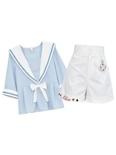 Introduce eye-catching sets to your adorable wardrobe. These White Rabbit Blouse & Shorts will turn everyday items into designed colorful items that also spreads happiness. It's soft and lightweight, durable for your daily wearing, suitable for a variety of occasions. Made from polyester Measurements Inch Blouse Si Casual Summer School Sets, Cute Shorts For School In Spring, Cute Spring Shorts For School, Preppy Cotton Sets For Spring, Cute Summer Shorts For School, Preppy Cotton Spring Sets, Preppy School Sets For Spring, Spring Preppy Cotton Sets, Preppy Summer Shorts For School