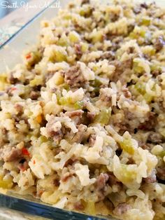 a casserole dish with meat and vegetables in it