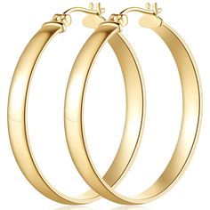 PRICES MAY VARY. 【Robust Anti-Tarnish Finish】Our 14k gold hoop earrings for women benefit from a specially designed anti-tarnish layer. This finish of our gold hoop earrings 14k gold earrings hoops, ensures the illustrious sheen of 14K gold remains untarnished, assuring a dazzling sparkle year after year. 【Artistry in Detail】Beyond their classic allure, our 14 karat gold hoop earrings captivate with intricate designs that are finely etched onto the gold's surface. These patterns dance with light Big Statement Earrings, 14k Gold Hoop Earrings, Feminine Elegance, Simple Hoop Earrings, Fine Gold Jewelry, Tiny Hoop Earrings, Gold Earrings For Women, Earrings Hoops, Big Hoop Earrings