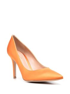 Gianvito Rossi 90mm high-heel Pumps - Farfetch Chic Orange Heels With Padded Heel, Orange Closed Toe Elegant Heels, Elegant Orange Closed Toe Heels, Elegant Orange Heels For Evening, Elegant Orange Evening Heels, Orange Padded Heel Evening Heels, Chic Orange Heels With 4-inch Heel, Orange Heels With Padded Heel For Evening, Evening Orange Heels With Padded Heel