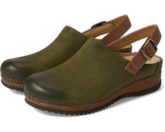 Women's Dansko Merrin | Zappos.com Leather Slip-on Clogs With Ortholite Insole, Comfortable Round Toe Mules With Cushioned Footbed, Cushioned Footbed Mules With Round Toe, Comfortable Cushioned Round Toe Mules, Cushioned Flat Heel Clogs For Work, Flat Heel Clogs With Cushioned Footbed For Work, Comfortable Clogs With Leather Sole For Work, Green Closed Toe Mules With Cushioned Footbed, Cushioned Footbed Clogs For Walking