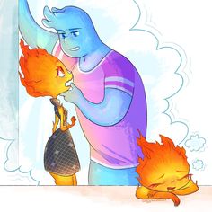 an image of a cartoon character with fire coming out of his mouth and holding onto another character's head