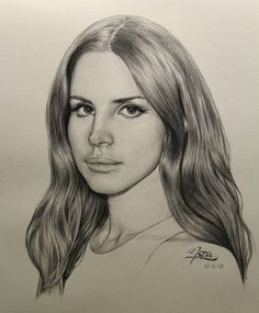 a pencil drawing of a woman with long hair