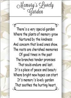 the poem for memory's lovely garden