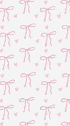 pink bows and hearts on a white background seamless wallpaper with pastel colors