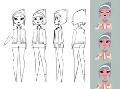 an animation character is shown in different poses