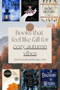 books that feel like fall for cozy autumn vibes with text overlaying them