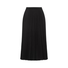 Theory Black Recycled Polyester Midi Skirt. Black polyester and cotton poplin, pleated all over, elastic waistband, A-line design, below-the-knee length. Workwear Midi Length Pleated Skirt With Elastic Waistband, Daywear Relaxed Pleated Skirt, Daywear Pleated Skirt With Relaxed Fit, Daywear Pleated Waist Relaxed Skirt, Pleated Midi Skirt With Elastic Waistband For Work, Workwear Pleated Skirt With Elastic Waistband, Workwear Full Pleated Skirt With Elastic Waistband, Fitted Pleated Skirt With Elastic Waistband For Work, Flowy Pleated Skirt With Elastic Waistband For Work