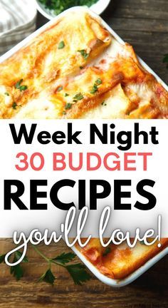 the words week night 30 budget recipes you'll love